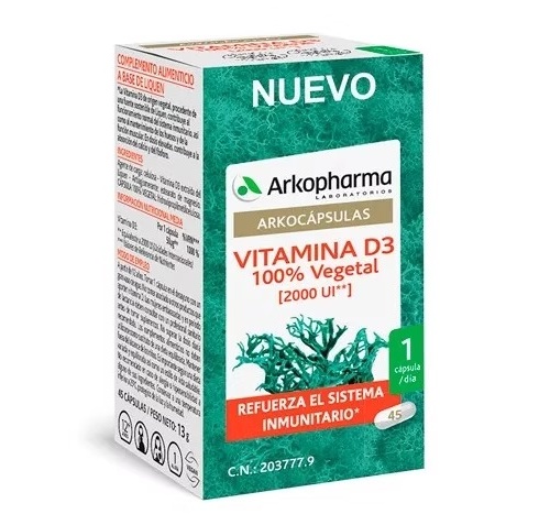 Arkocapsulas vitamina d3 100% vegetal (45 capsulas)