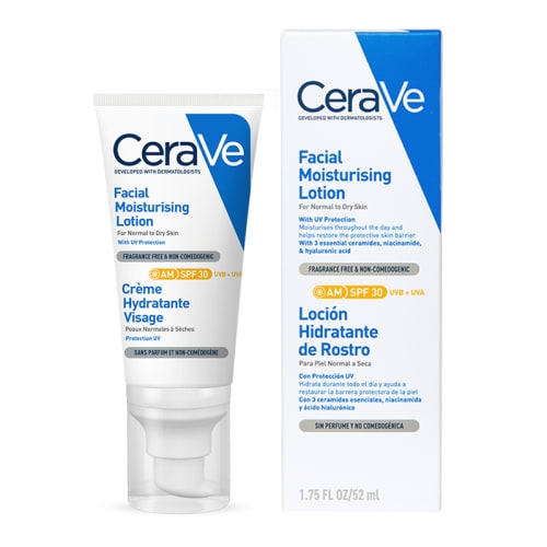 Cerave loción hidratante facial piel normal a seca spf 30 con 52 ml