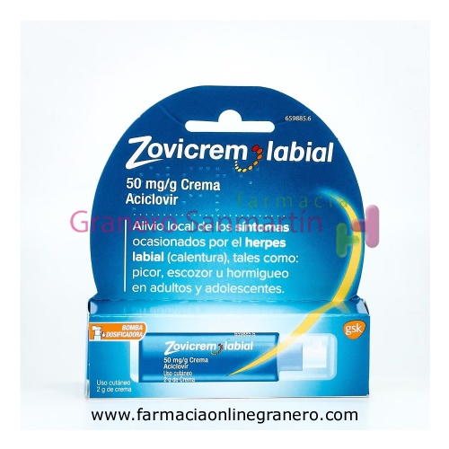 ZOVICREM LABIAL 50 mg/g CREMA, 1 frasco de 2 g