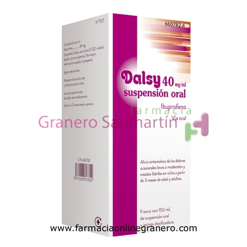 DALSY 40 mg/ml SUSPENSION ORAL , 1 frasco de 150 ml