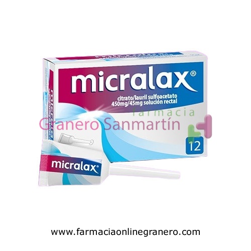 MICRALAX CITRATO/LAURIL SULFOACETATO 450 mg/45 mg solucion rectal , 12 enemas