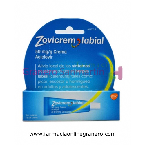 ZOVICREM LABIAL 50 mg/g CREMA, 1 tubo de 2 g