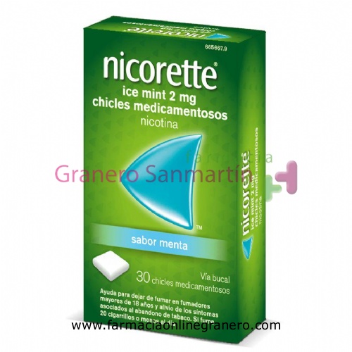 NICORETTE ICE MINT 2 mg CHICLES MEDICAMENTOSOS, 30 chicles