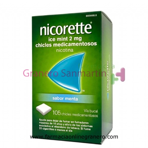 NICORETTE ICE MINT 2 mg CHICLES MEDICAMENTOSOS, 105 chicles