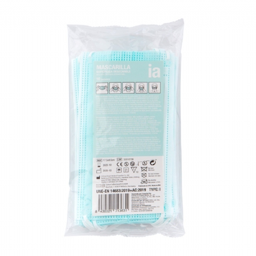 Mascarilla quirurgica desechable - interapothek (10 unidades color verde)