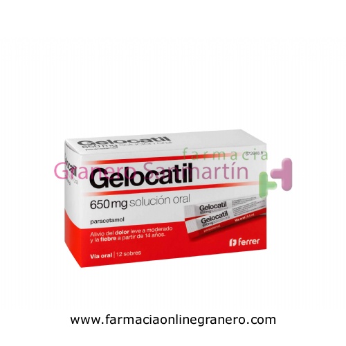GELOCATIL 650 mg SOLUCION ORAL, 12 sobres