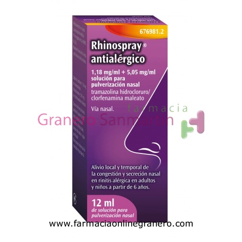 RHINOSPRAY ANTIALERGICO 1,18 MG/ML + 5,05 MG/ML SOLUCION PARA PULVERIZACION NASAL, 1 envase pulveriz