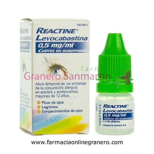 REACTINE LEVOCABASTINA 0,5mg/ml COLIRIO EN SUSPENSION , 1 frasco de 4 ml