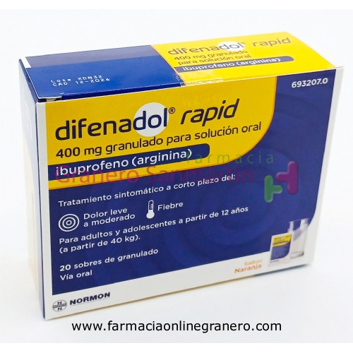 DIFENADOL RAPID 400 mg GRANULADO PARA SOLUCION ORAL, 20 sobres