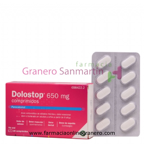 DOLOSTOP 650 MG COMPRIMIDOS , 20 comprimidos