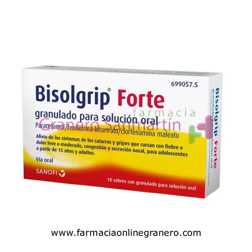 BISOLGRIP FORTE GRANULADO PARA SOLUCION ORAL , 10 sobres