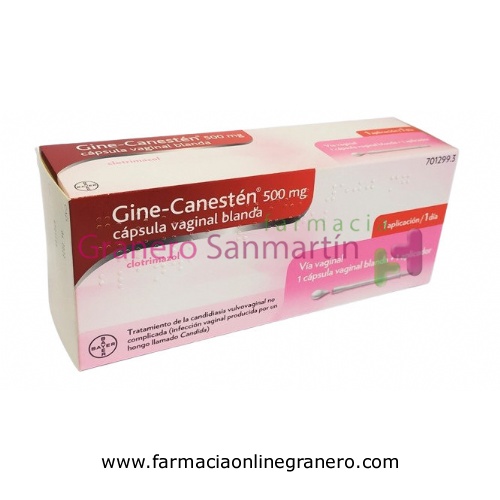 GINE-CANESTEN 500 MG CAPSULA VAGINAL BLANDA ,  1 capsula vaginal blanda + 1 aplicador