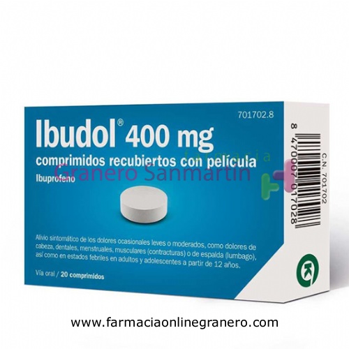 IBUDOL 400 MG COMPRIMIDOS RECUBIERTOS CON PELICULA, 20 comprimidos