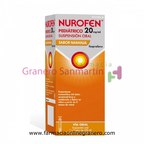 NUROFEN PEDIATRICO  20 MG/ML SUSPENSION ORAL SABOR NARANJA 1 frasco de 200 ml