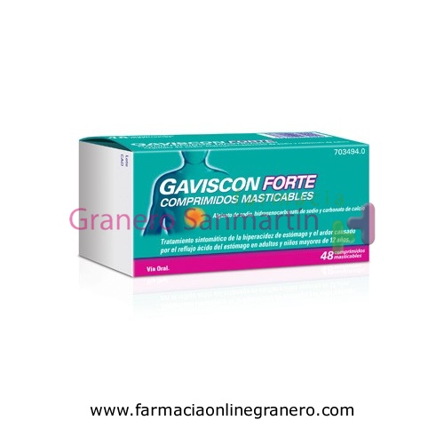 GAVISCON FORTE COMPRIMIDOS MASTICABLES , 48 comprimidos