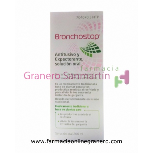 BRONCHOSTOP ANTITUSIVO Y EXPECTORANTE SOLUCION ORAL , 1 frasco de 200 ml