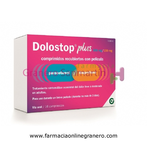 DOLOSTOP PLUS 500 MG/150 MG COMPRIMIDOS RECUBIERTOS CON PELICULA, 16 comprimidos