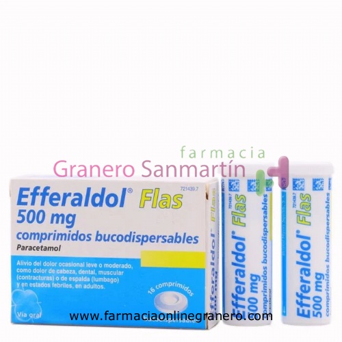 EFFERALDOL FLAS 500 MG COMPRIMIDOS BUCODISPERSABLES, 16 comprimidos (8 + 8)