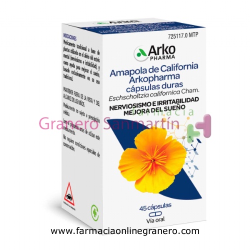 AMAPOLA DE CALIFORNIA ARKOPHARMA CAPSULAS DURAS , 45 cápsulas