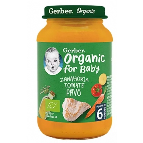 Gerber organic zanahoria tomate pavo (1 tarrito 190 g)