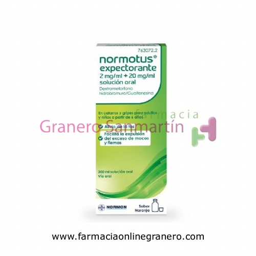 NORMOTUS EXPECTORANTE 2 MG/ML + 20 MG/ML SOLUCION ORAL, 1 frasco de 200 ml