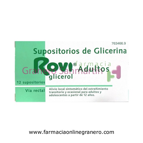 SUPOSITORIOS DE GLICERINA ROVI ADULTOS, 12 supositorios
