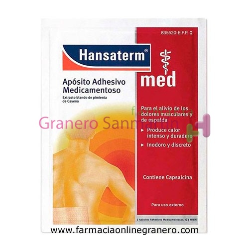 HANSATERM 4,8 MG APÓSITO ADHESIVO MEDICAMENTOSO 2 apositos 12 x 18 cm