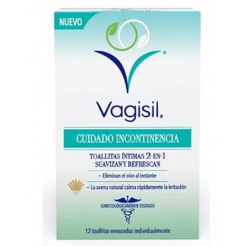 Vagisil cuidado incontinencia toallitas intimas 2 en 1 (12 unidades)