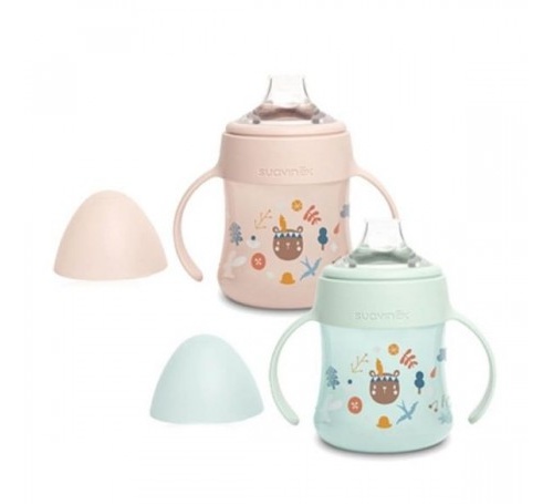 Biberon silicona - suavinex entrena (1 unidad 150 ml con asas de colores +4 meses)