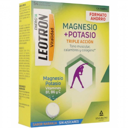 Leotron magnesio + potasio angelini (54 comprimidos efervescentes)