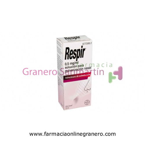 RESPIR 0,5 mg/ml SOLUCION PARA PULVERIZACION NASAL , 1 frasco de 20 ml (Frasco+bomba pulverizadora)