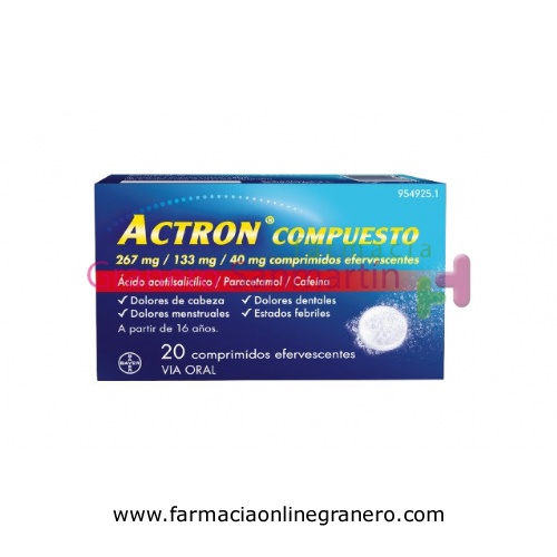 ACTRON COMPUESTO 267 MG/133 MG/40 MG COMPRIMIDOS EFERVESCENTES , 20 comprimidos