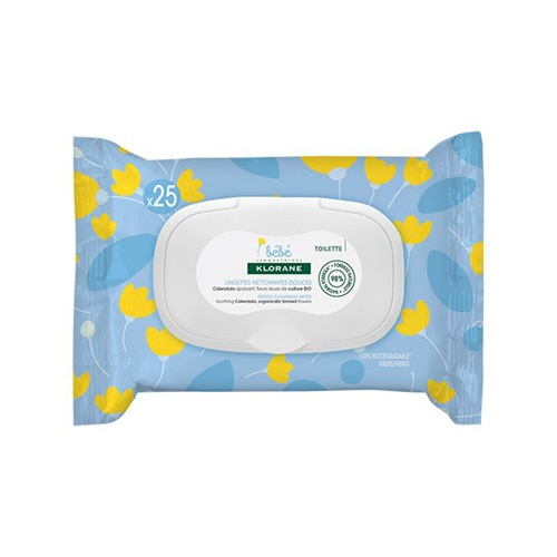 Klorane bebe toallitas limpiadoras suaves (25 toallitas)