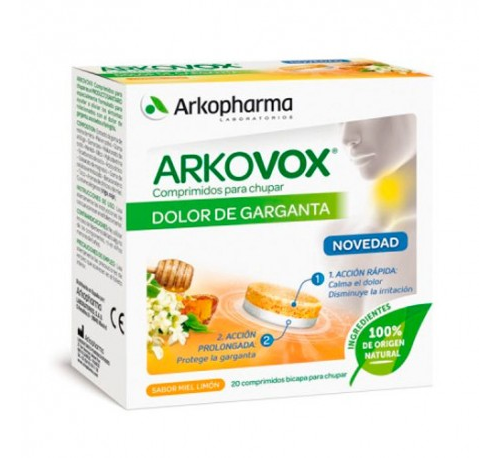 Arkovox dolor de garganta miel-limon (20 comprimidos para chupar)