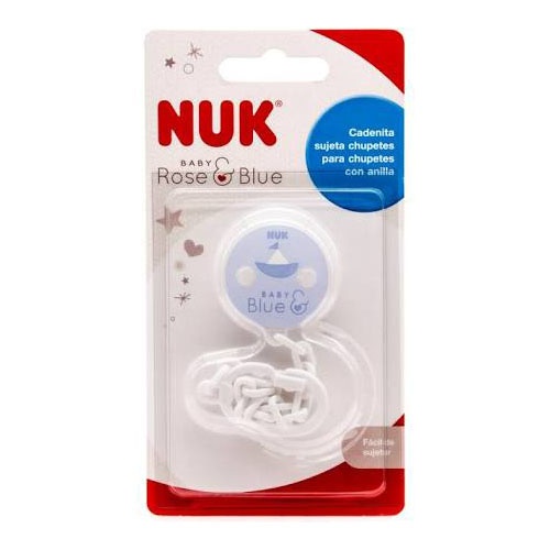 Cadenita chupete - nuk sujeta nukete (tritan rose & blue)