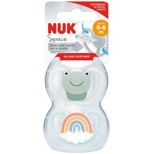 Chupete silicona nuk space 0 - 6 meses 2 unidades rana - nuk space
