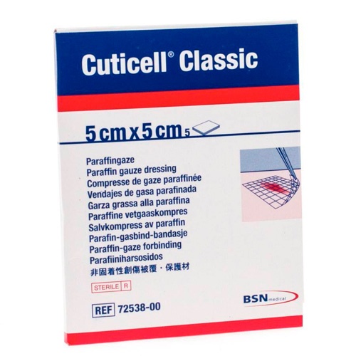 Cuticell classic gasa parafinada - aposito esteril impregnado (5 x 5 cm 5 unidades)