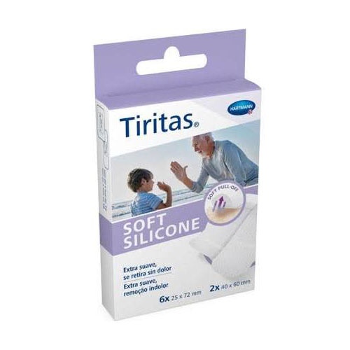 Tiritas soft silicone aposito adhesivo 6 u x (25 x 72 mm) + 2 u x (40 x 60 mm) - aposito adhesivo