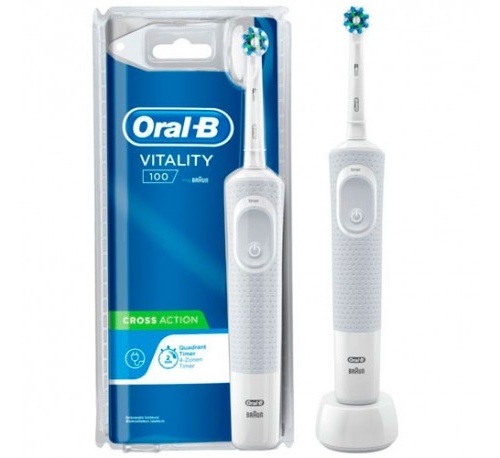 Cepillo dental electrico recargable - oral-b vitality 100 cross action (blanco)