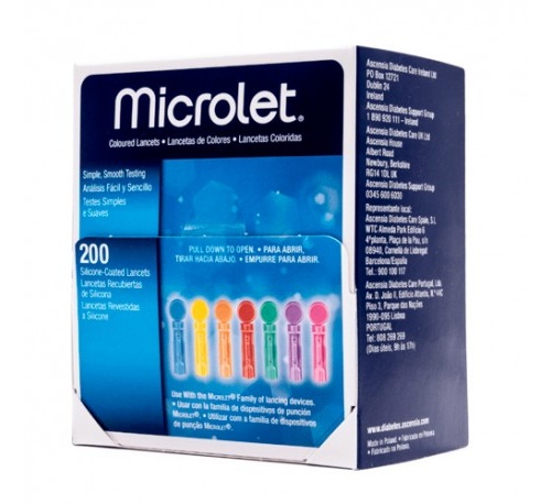 Microlet de colores lancetas (200 u)