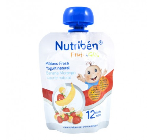 Nutriben fruta & go platano fresa yogurt natural (90 g)