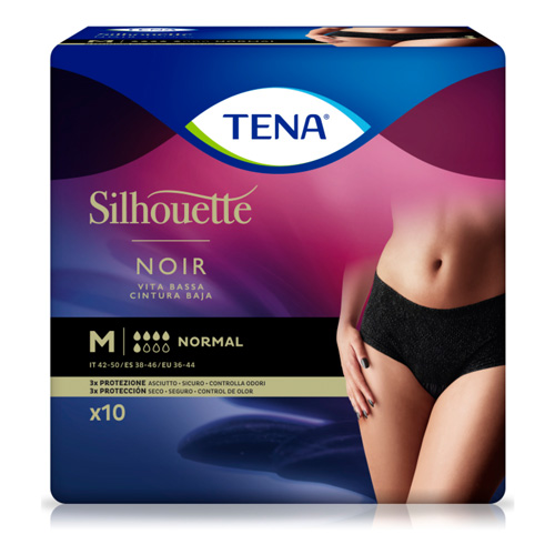 Tena silhouette cintura baja - braga absorb inc orina dia anat (negro t - m 10 u)