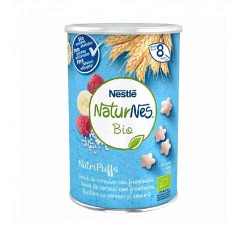 Naturnes bio nutripuffs cereales con frambuesa (35 g)
