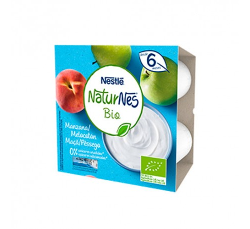 Naturnes bio manzana y melocoton (4 tarrinas x 90 g)