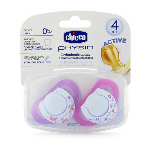 Chupete caucho - chicco physio compact anatomico (6-12m rosa 2 u)