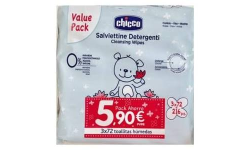 Toallitas humedas - chicco (3 envases 72 toallitas)