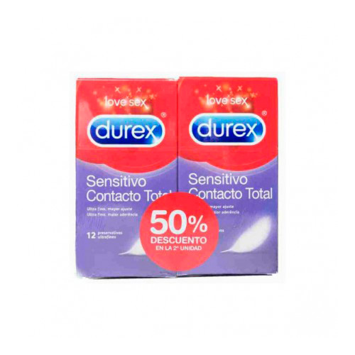 DUREX SENSITIVO CONTACTO TOTAL (12 PRESERVATIVOS 2 CAJAS)