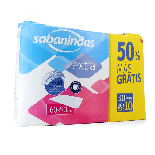 Protector de cama - sabanindas absorbente extra (60 x 90 30 u)