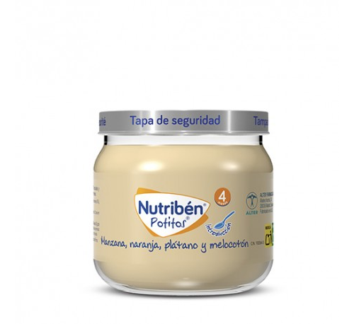 Nutriben potito inicio a las multifrutas - manzana naranja platano y melocoton (120 g)