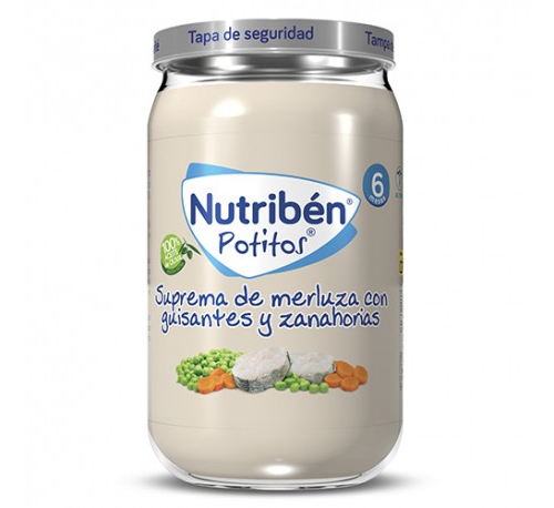 Nutriben suprema de merluza con guisantes zanahorias (1 potito 235 g)